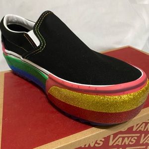 Vans. Glitter slip ons.